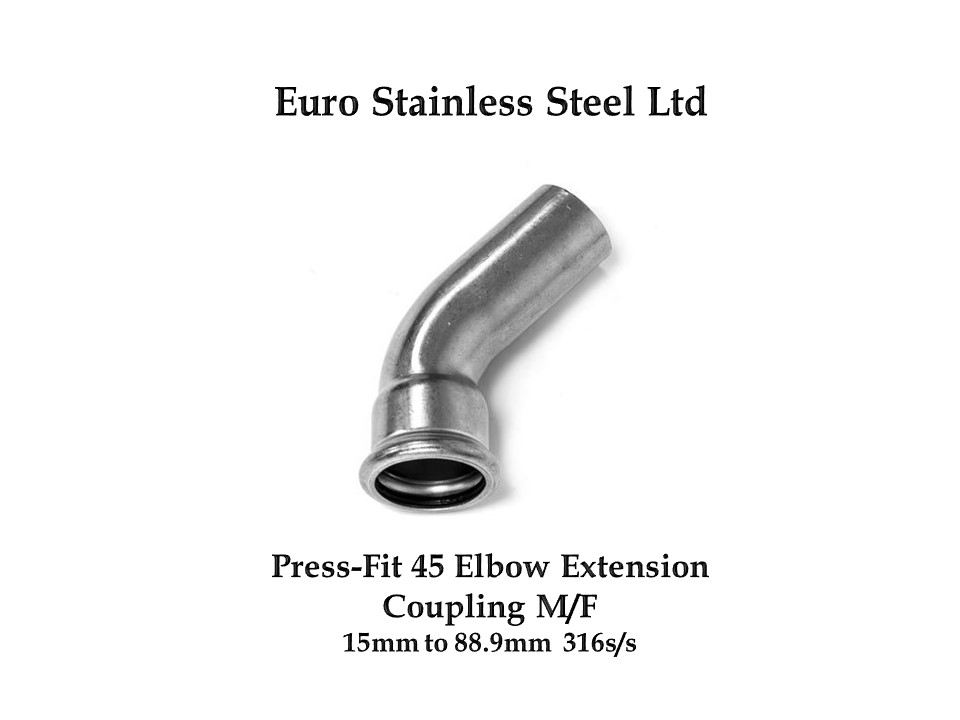 Press-fit 45 Elbow Extension coupling 316s/s M/F